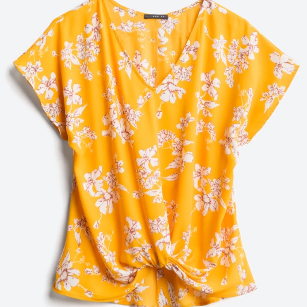 NWT Stitch Fix West Kei Allura Knot Detail Blouse Yellow Size Medium